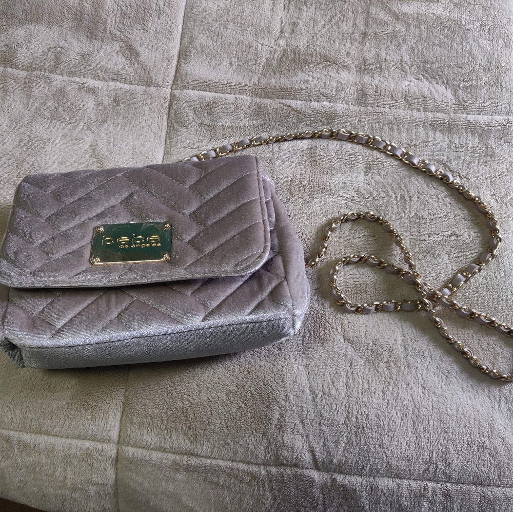 Bebe Velvet Greta XBody Purse in Taupe